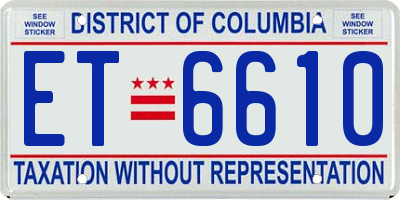 DC license plate ET6610