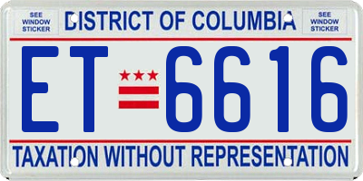 DC license plate ET6616