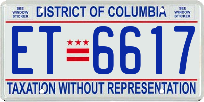 DC license plate ET6617