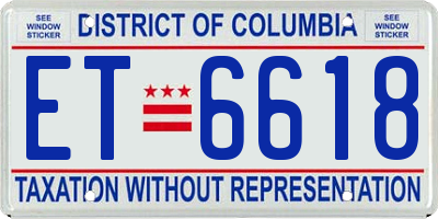 DC license plate ET6618