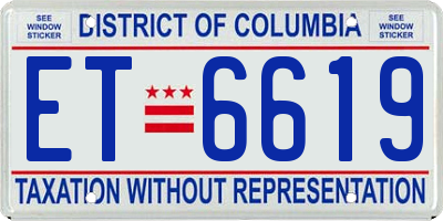 DC license plate ET6619