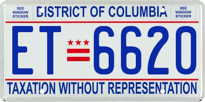 DC license plate ET6620