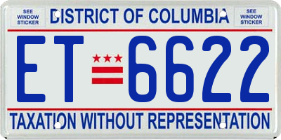 DC license plate ET6622