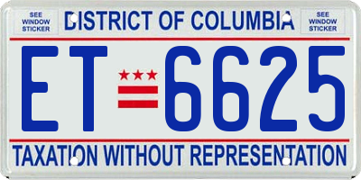 DC license plate ET6625