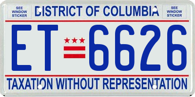 DC license plate ET6626