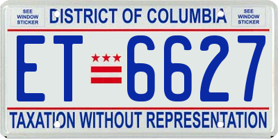 DC license plate ET6627