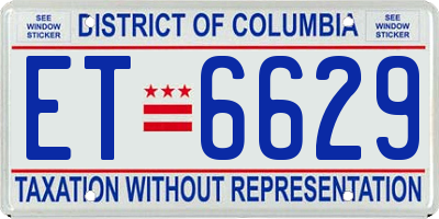 DC license plate ET6629
