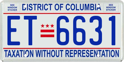 DC license plate ET6631