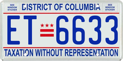 DC license plate ET6633