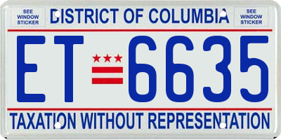 DC license plate ET6635