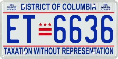 DC license plate ET6636