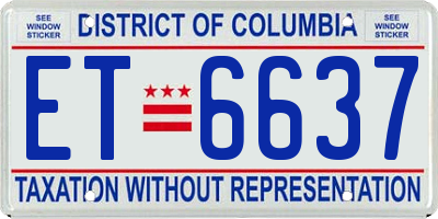DC license plate ET6637