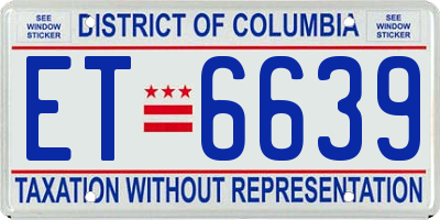 DC license plate ET6639