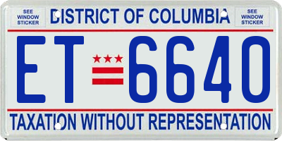 DC license plate ET6640