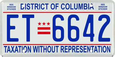 DC license plate ET6642