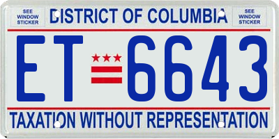 DC license plate ET6643