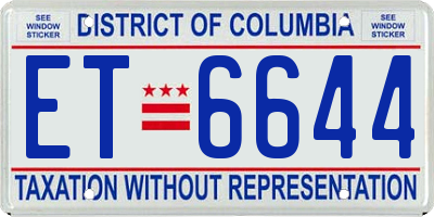DC license plate ET6644