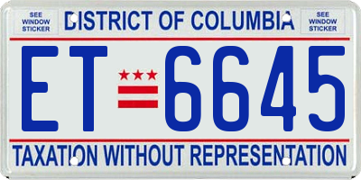 DC license plate ET6645