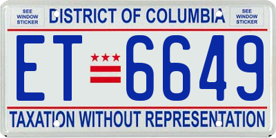 DC license plate ET6649