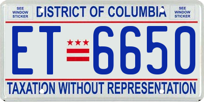 DC license plate ET6650