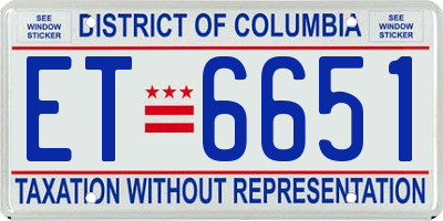 DC license plate ET6651