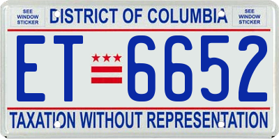 DC license plate ET6652