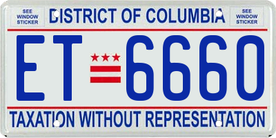 DC license plate ET6660