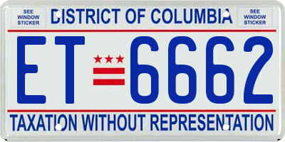 DC license plate ET6662
