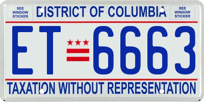 DC license plate ET6663