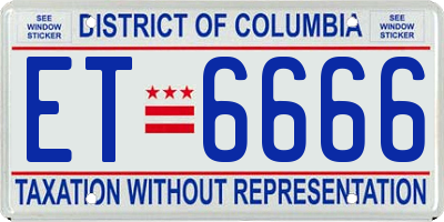 DC license plate ET6666