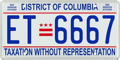 DC license plate ET6667
