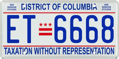 DC license plate ET6668