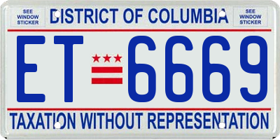 DC license plate ET6669
