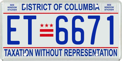 DC license plate ET6671