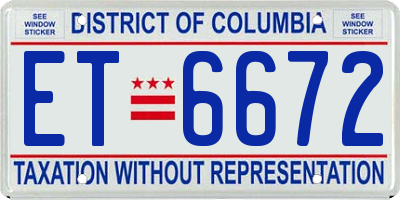 DC license plate ET6672