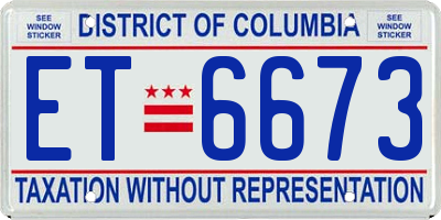 DC license plate ET6673