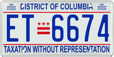 DC license plate ET6674