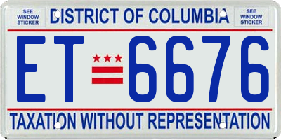 DC license plate ET6676