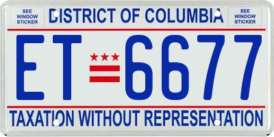 DC license plate ET6677