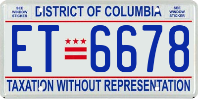 DC license plate ET6678