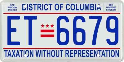 DC license plate ET6679