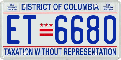 DC license plate ET6680