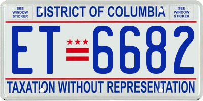 DC license plate ET6682