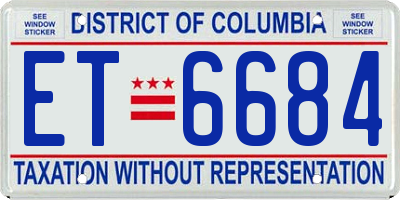 DC license plate ET6684