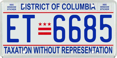DC license plate ET6685