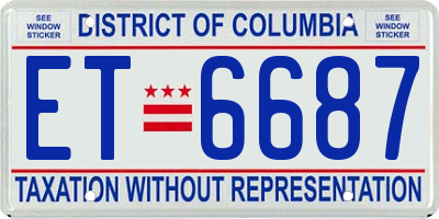 DC license plate ET6687