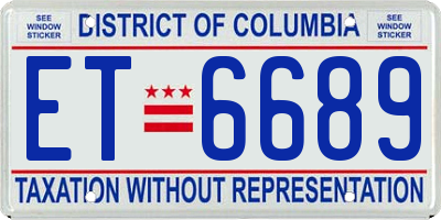 DC license plate ET6689