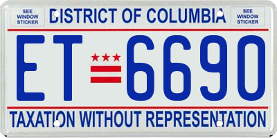 DC license plate ET6690