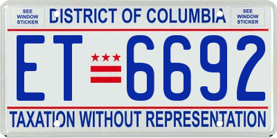 DC license plate ET6692