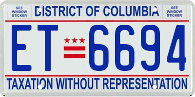 DC license plate ET6694
